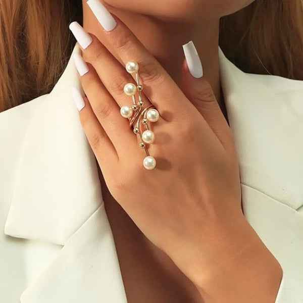 Pearl Statement Ring - Gold Multi-Stone Branch Band for Women