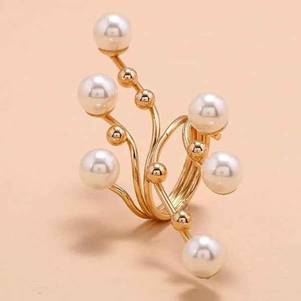 Pearl Statement Ring - Gold Multi-Stone Branch Band for Women