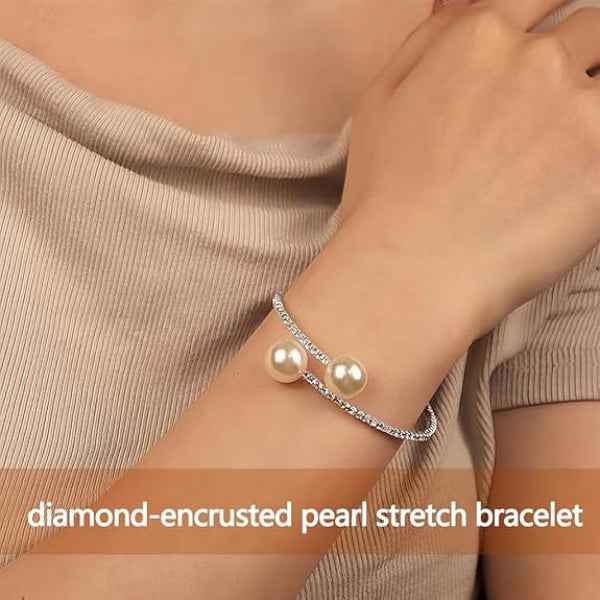 Pearl Tennis Bracelet - Sparkly Silver Bangle & Luxury Jewelry