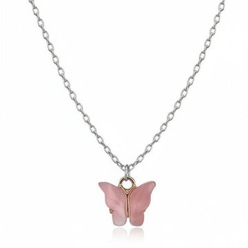 Dainty Pink Butterfly Pendant Necklace | 14K Gold Plated Chain - LA Miraya