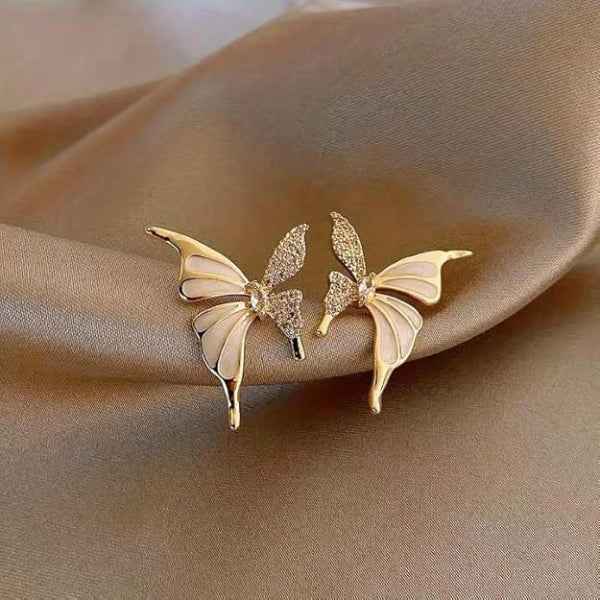 Pink Butterfly Wing Studs | Dainty Gold Enamel Butterfly Jewelry