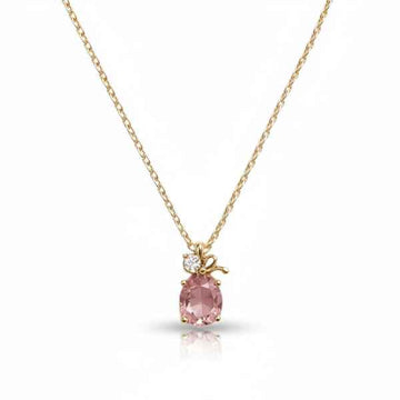 Pink Crystal Necklace for Women - Gold Teardrop Gemstone Jewelry