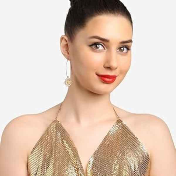 Pink Daisy Dangle Earrings: Gold Flower Hook Fashion Jewelry