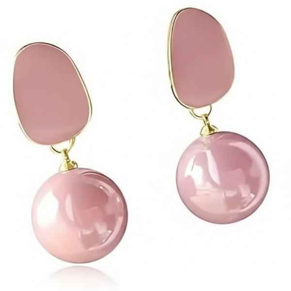 Pink Drop Bead Earrings: Modern Resin Fashion Dangle Jewelry