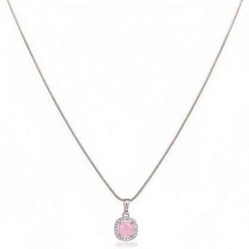 Elegant Pink Necklace | Rose Gold Halo Pendant Cat's Eye
