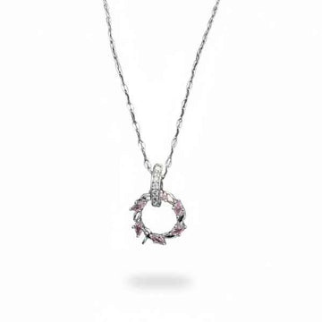 Pink Wreath Necklace | Sterling Silver Marquise Crystal Floral Pendant