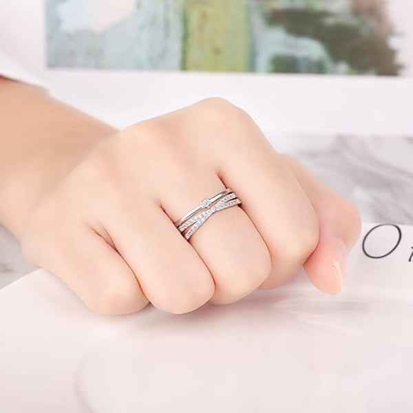 Bold Platinum Adjustable Solitaire Ring - Radiant Statement Finger Ring