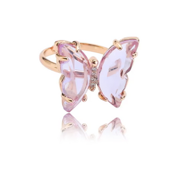 Bold Purple Butterfly Ring - Radiant Statement Crystal Finger Ring