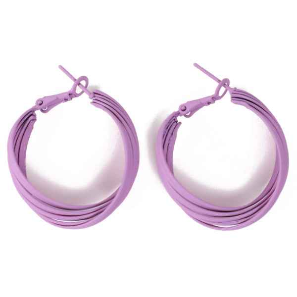 Chic Purple Hoop Earrings: Twisted Design Vibrant Statement Jewelry