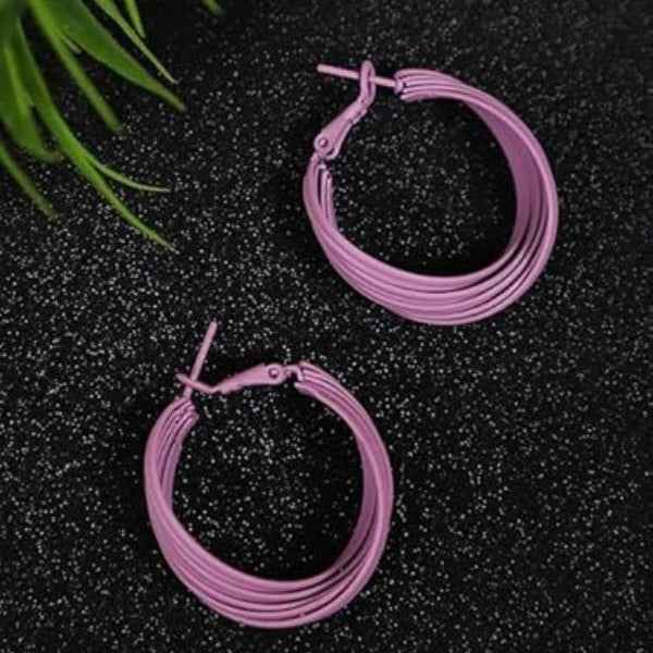 Chic Purple Hoop Earrings: Twisted Design Vibrant Statement Jewelry