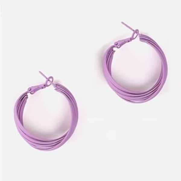 Chic Purple Hoop Earrings: Twisted Design Vibrant Statement Jewelry