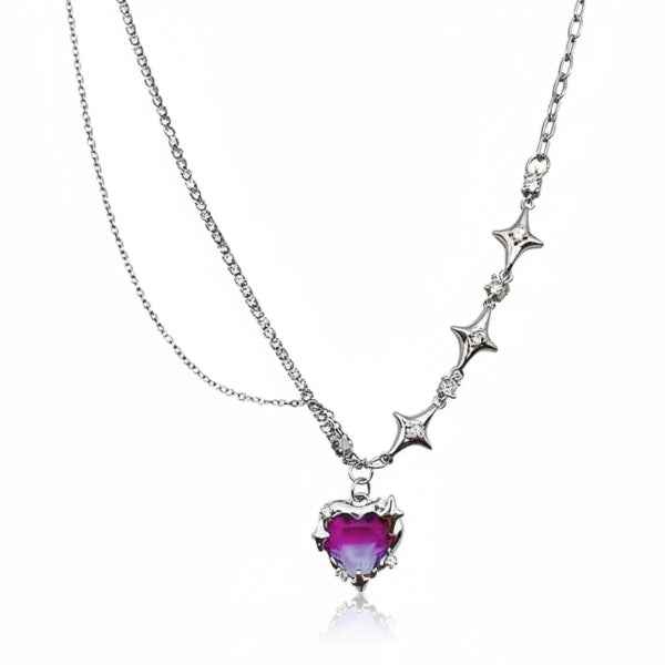 Sophisticated Purple Heart Star Necklace | Radiant Gradient Jewelry