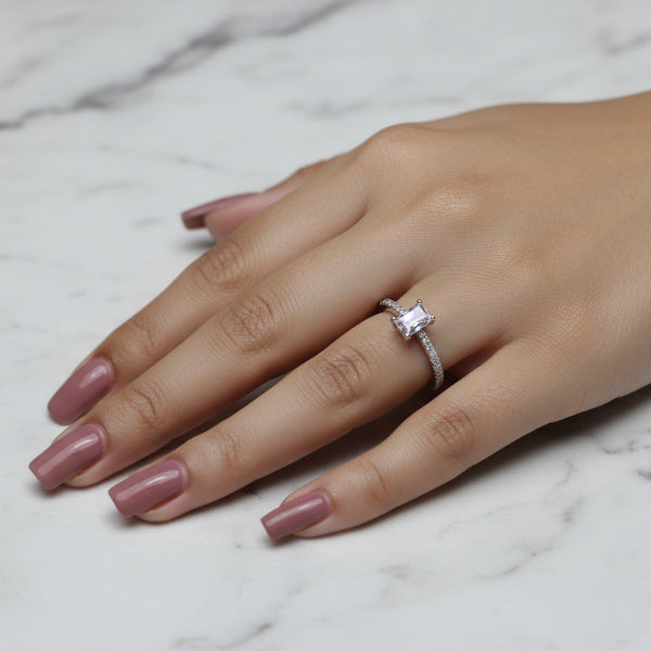 Bold Purple Stone Ring - Radiant Rhinestone Adjustable Finger Ring