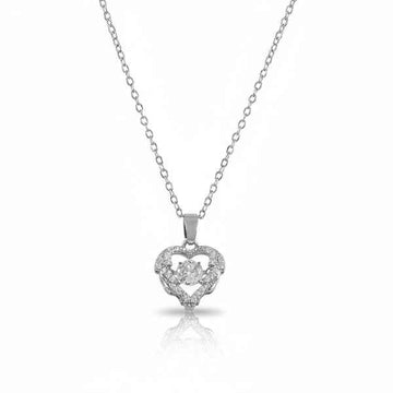 Radiant Silver Heart Necklace | Everlasting Intricate Crystal Gift