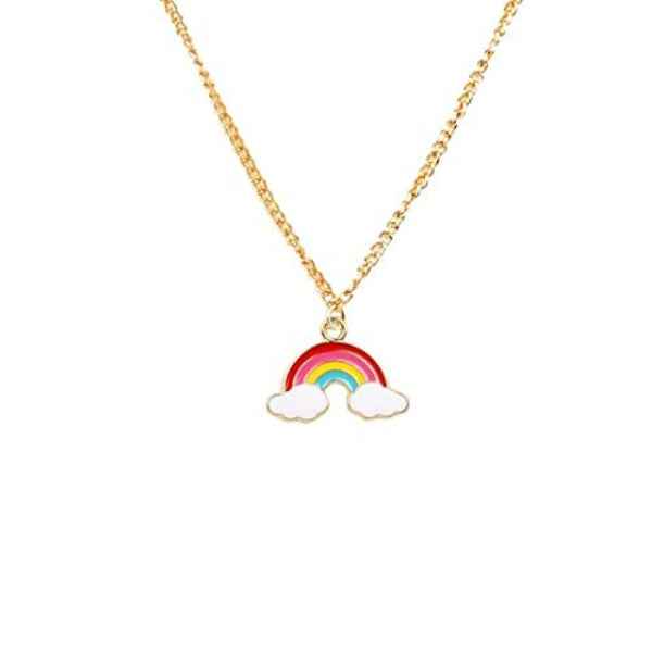 Dainty Rainbow Charm Necklace – Colorful Enamel Pendant Jewelry