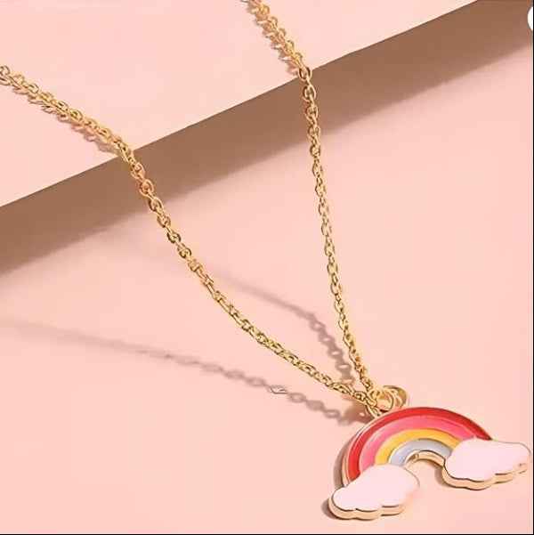 Dainty Rainbow Charm Necklace – Colorful Enamel Pendant Jewelry