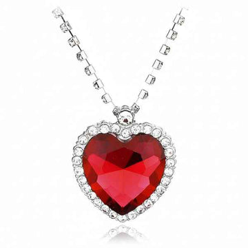 Red Heart Rhinestone Pendant Necklace | Titanic Inspired Jewelry