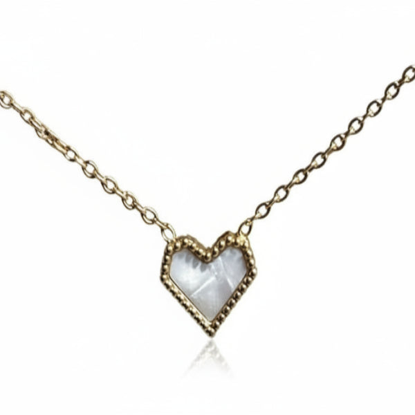 Reversible Heart Pendant Necklace | Dual-Sided Gold & Mother of Pearl
