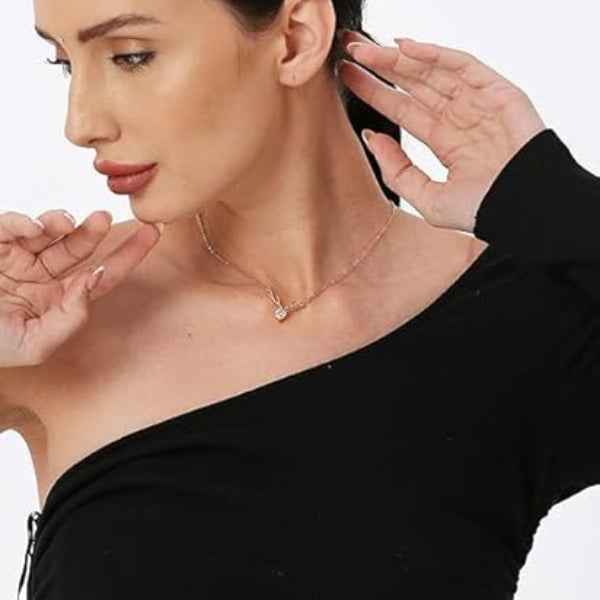 Dainty Rose Gold Antler Heart Necklace Sparkling Deer Jewelry Gift