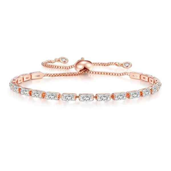 Stunning Rose Gold Baguette Crystal Bracelet | Adjustable Bolero Jewelry
