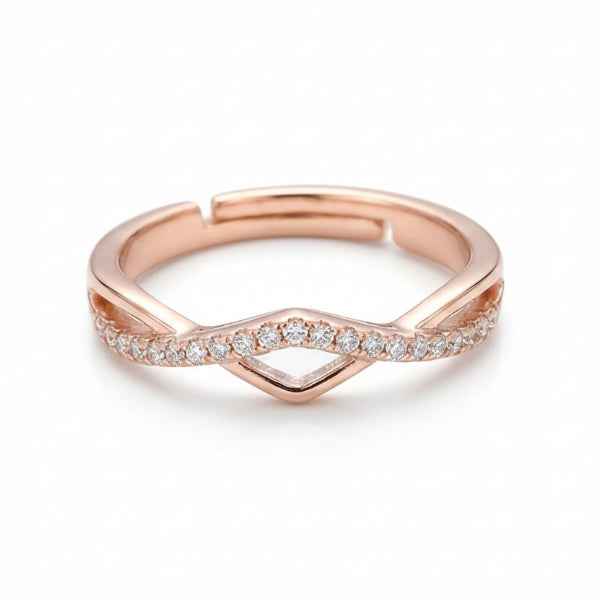 Rose Gold Band: V Shaped Ring Wishbone Stacking Ring for Daily Wear
