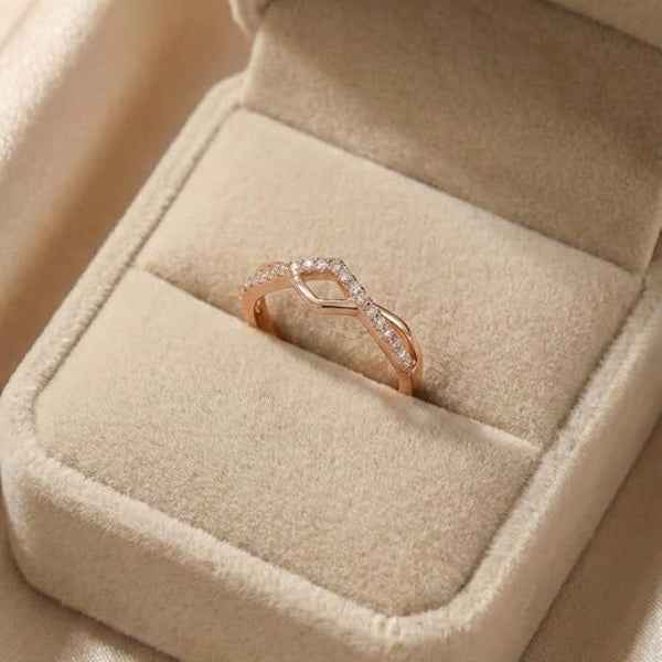 Rose Gold Band: V Shaped Ring Wishbone Stacking Ring for Daily Wear