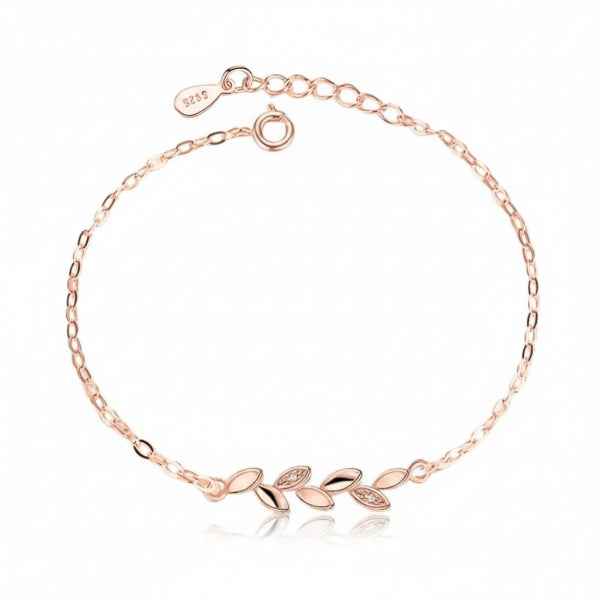 Stunning Rose Gold Bracelet | Chic Leaf Chain Jewelry for Women