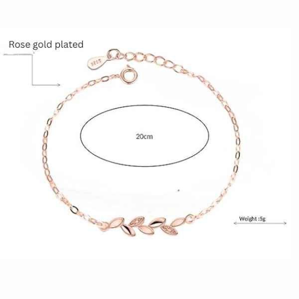 Stunning Rose Gold Bracelet | Chic Leaf Chain Jewelry for Women