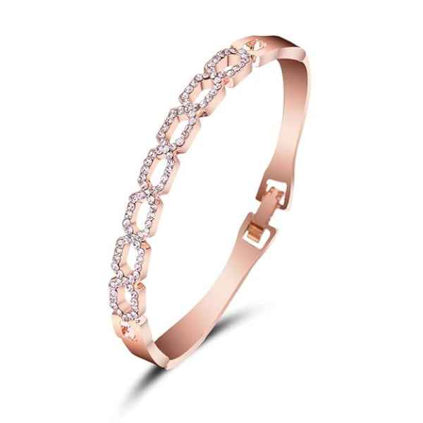 Rose Gold Bracelet: Crystal Link Bangle for Women's Everyday Style