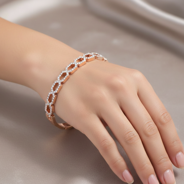 Rose Gold Bracelet: Crystal Link Bangle for Women's Everyday Style