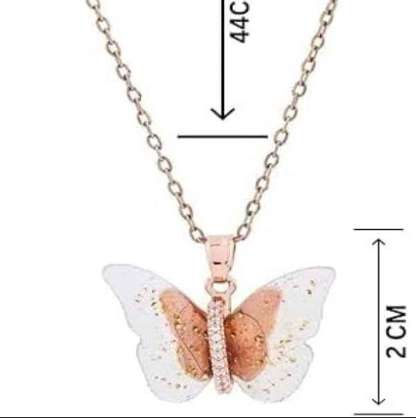 Rose Gold Butterfly Resin Pendant Necklace | Dainty & Unique Charm