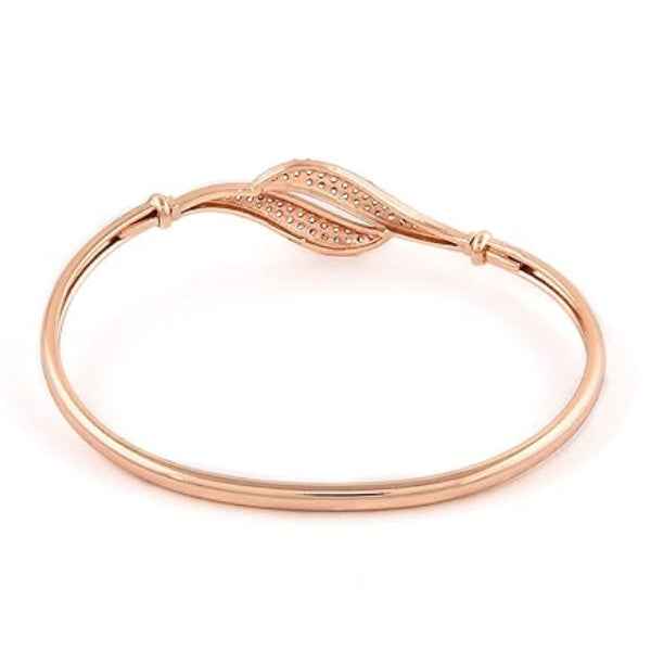 Sophisticated Rose Gold Bypass Bangle | Chic Diamond Leaf Bracelet