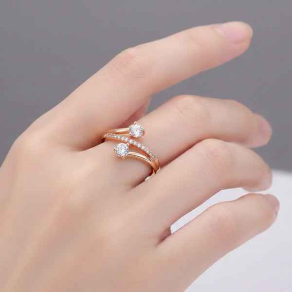 Rose Gold Two-Stone Bypass Ring | Sparkling Promise Jewelry