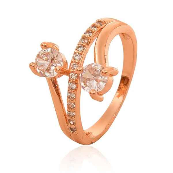 Rose Gold Two-Stone Bypass Ring | Sparkling Promise Jewelry