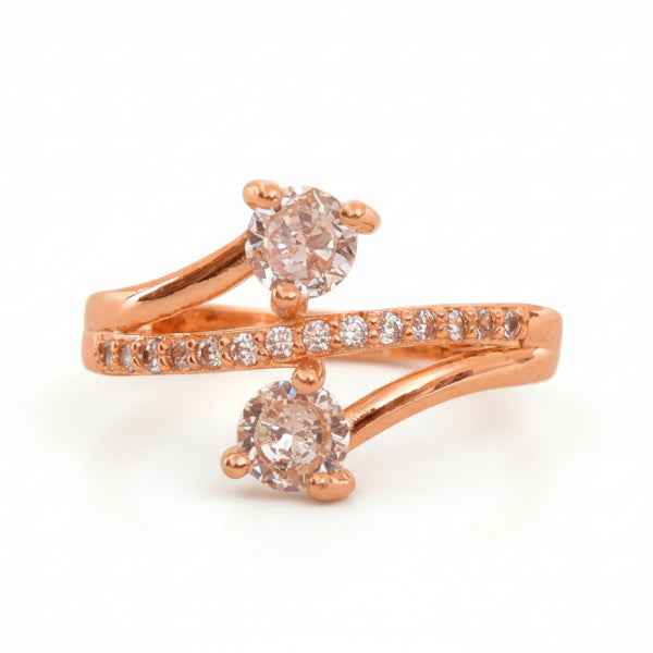 Rose Gold Two-Stone Bypass Ring | Sparkling Promise Jewelry
