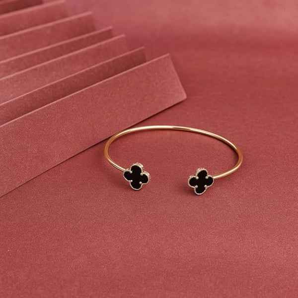 Rose Gold Clover Cuff - Premium Black Clover Bangle & Motif Jewelry