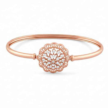 Rose Gold Cuff with Diamond Floral Centerpiece and Filigree Band