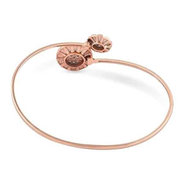Chic Rose Gold Floral Diamond Bangle | Modern Open Bypass Bracelet