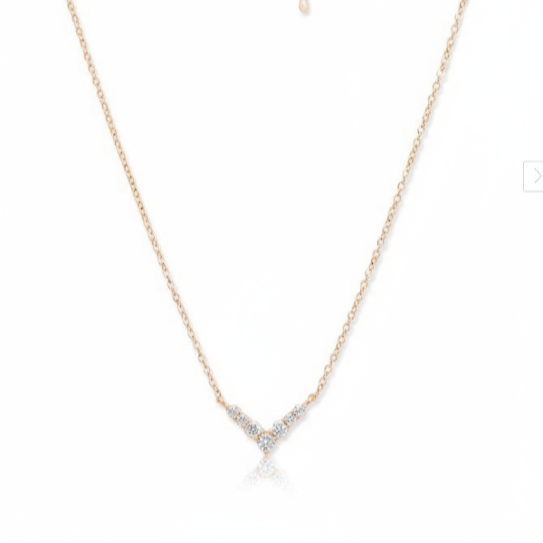 Rose Gold Diamond V Pendant Necklace | Dainty & Sparkling Chevron