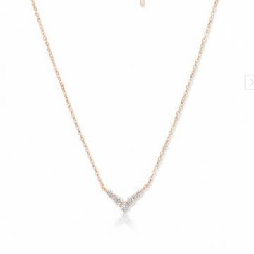 Rose Gold Diamond V Pendant Necklace | Dainty & Sparkling Chevron