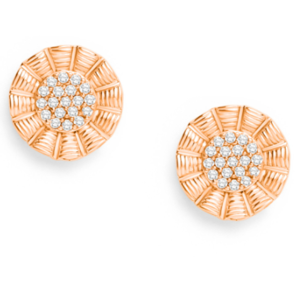 Rose Gold Plated Diamond Woven Earrings: Luxury Studs for Every Day