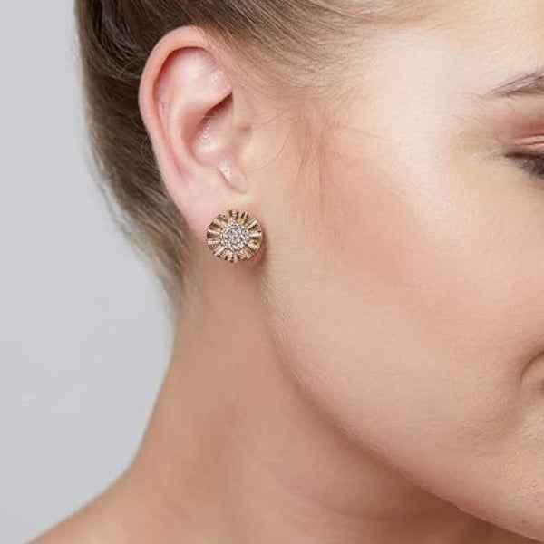 Rose Gold Diamond Woven Earrings: Luxury Studs for Every Day