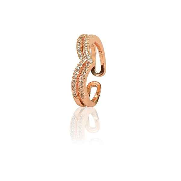 Rose Gold Double Band Ring | Pave Cubic Zirconia Finger Ring