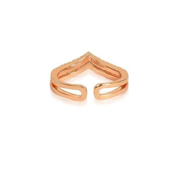 Rose Gold Double Band Ring | Pave Cubic Zirconia Finger Ring