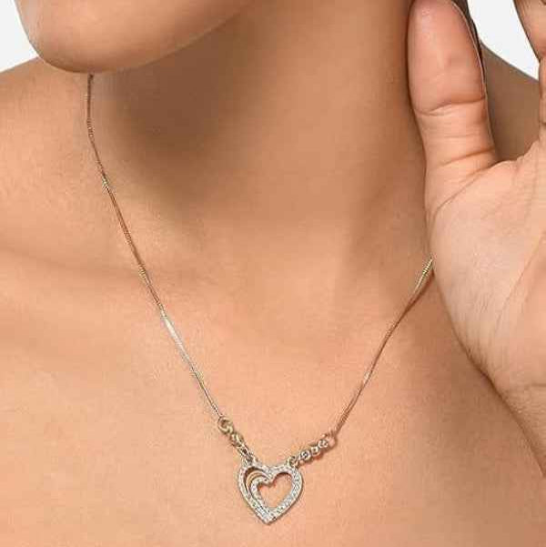 Dainty Rose Gold Double Heart Necklace – Sparkling Pendant