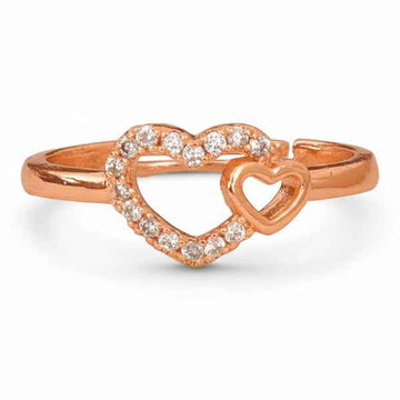 Rose Gold Double Heart Ring | Sparkling Promise Jewelry