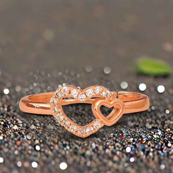 Rose Gold Double Heart Ring | Sparkling Promise Jewelry