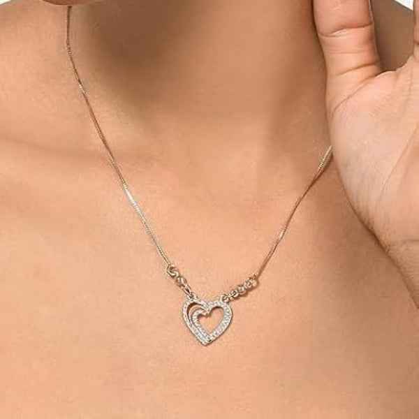 Dainty Rose Gold Double Heart Necklace - CZ Love Pendant Gift