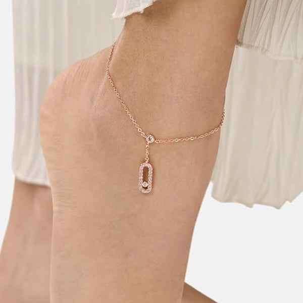 Rose Gold Drop Anklet – Sparkling Crystal Charm Foot Jewelry for Women