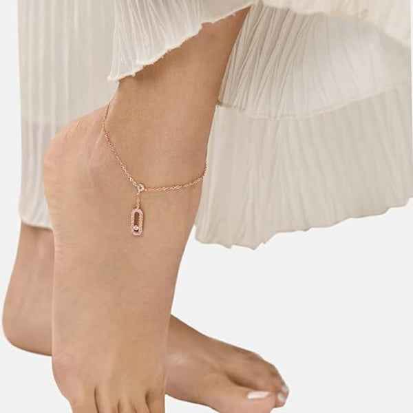 Rose Gold Drop Anklet – Sparkling Crystal Charm Foot Jewelry for Women
